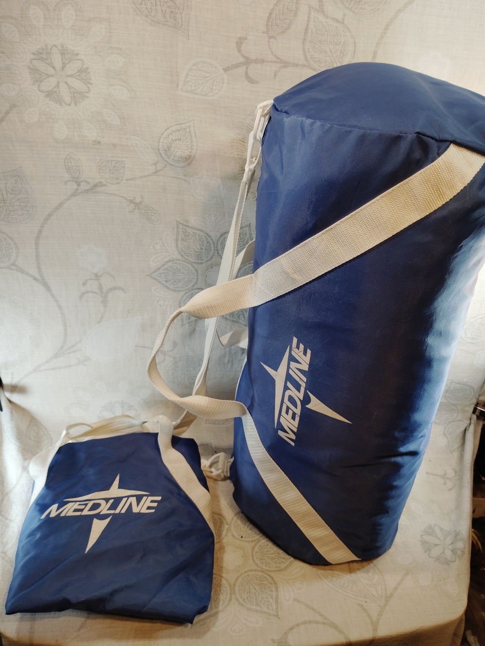 2 Medline Blue & White  Duffel Bag with Shoulder Strap